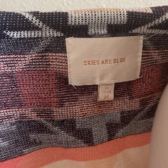 Skies Are Blue Sz M Tribal Aztec Draped Shoulder Open-Front Cardigan - Picture 7 of 9